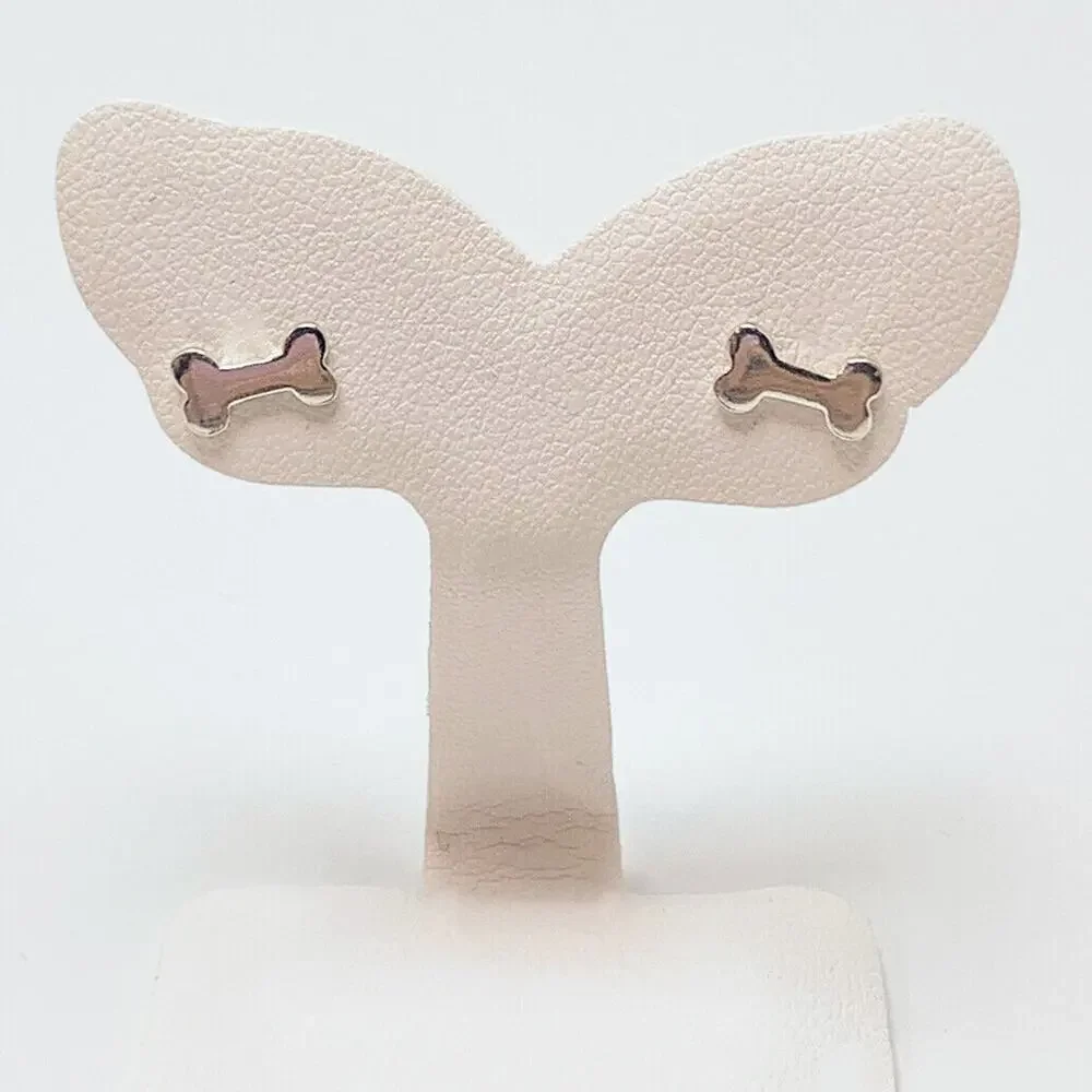 Kids Sterling Silver dog bone puppy post earrings studs for girls animals pets